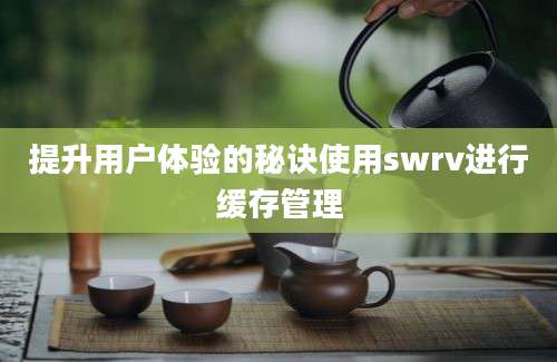 提升用户体验的秘诀使用swrv进行缓存管理