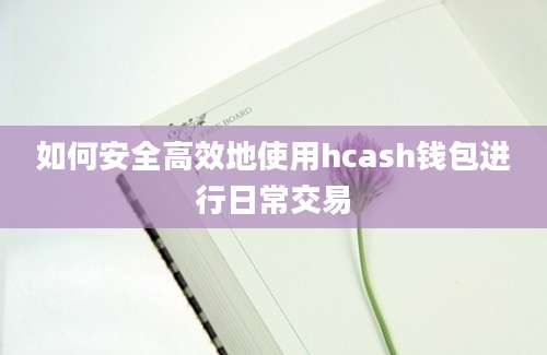 如何安全高效地使用hcash钱包进行日常交易