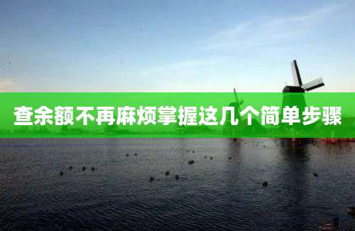 查余额不再麻烦掌握这几个简单步骤