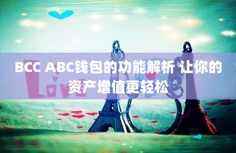 BCC ABC钱包的功能解析 让你的资产增值更轻松